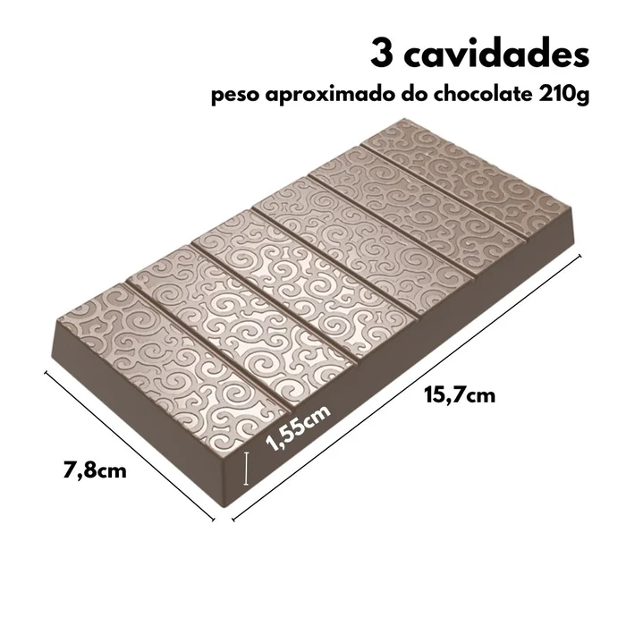Forma de Chocolate em Policarbonato Tablete/Barra Dubai Arabesco (210g) - Brunner (3)