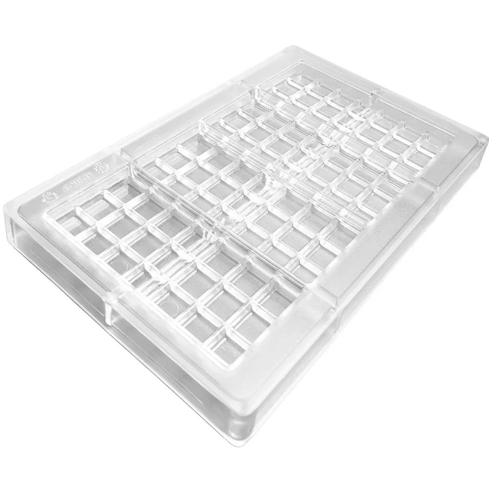 Forma de Chocolate em Policarbonato Tablete/Barra Clássica Quadrados (100g) - Brunner