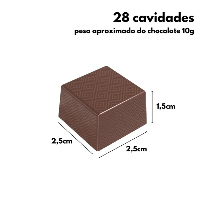 Forma de Chocolate em Policarbonato Bombom Quadrado Koani 2,5cm (10g) - Brunner (3)
