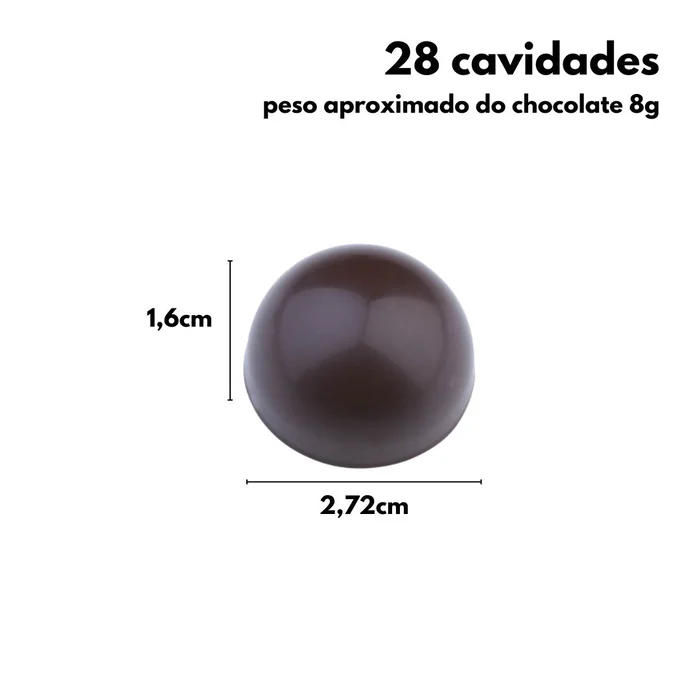 Forma de Chocolate em Policarbonato Bombom Praliné de Cúpula (8g) - Brunner (3)