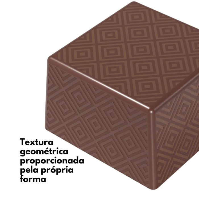 Forma de Chocolate em Policarbonato Bombom Quadrado Textura Koani 2,5cm (10g) - Brunner (detail)