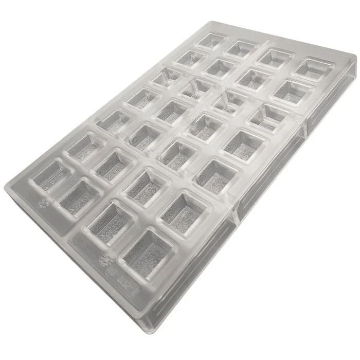Forma de Chocolate em Policarbonato Bombom Quadrado Textura Valena Corações 2,5cm (10g) - Brunner (3)
