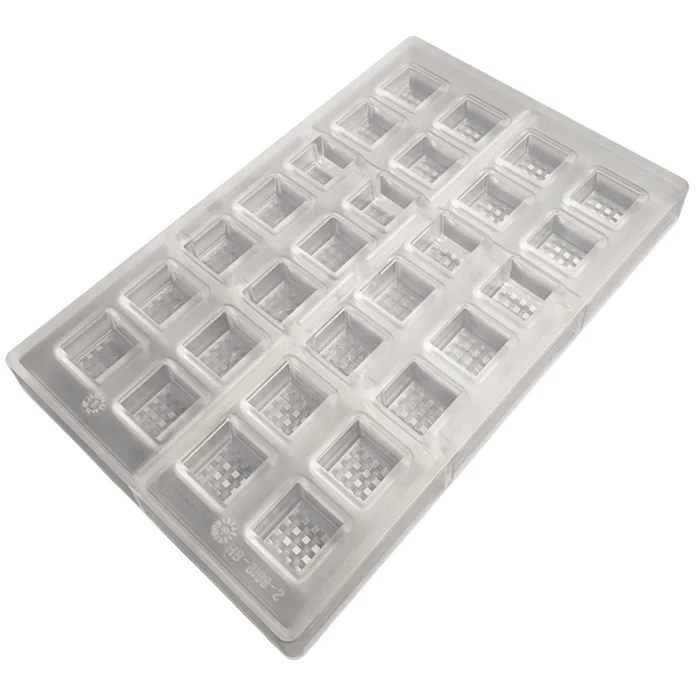 Forma de Chocolate em Policarbonato Bombom Quadrado Textura Manila Lapidado 2,5cm (10g) - Brunner (3)
