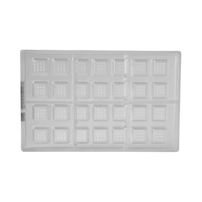 Forma de Chocolate em Policarbonato Bombom Quadrado Textura Manila Lapidado 2,5cm (10g) - Brunner