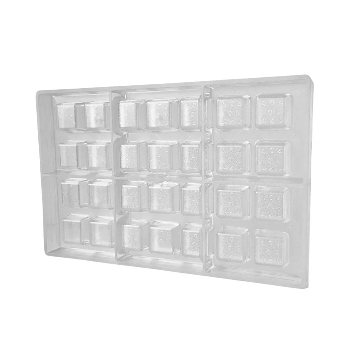Forma de Chocolate em Policarbonato Bombom Quadrado Textura Valena Corações 2,5cm (10g) - Brunner (4)