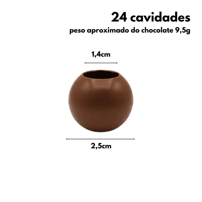 Forma de Chocolate em Policarbonato Imantada Esfera com Furo 2,5cm (9,5g) - Brunner (3)