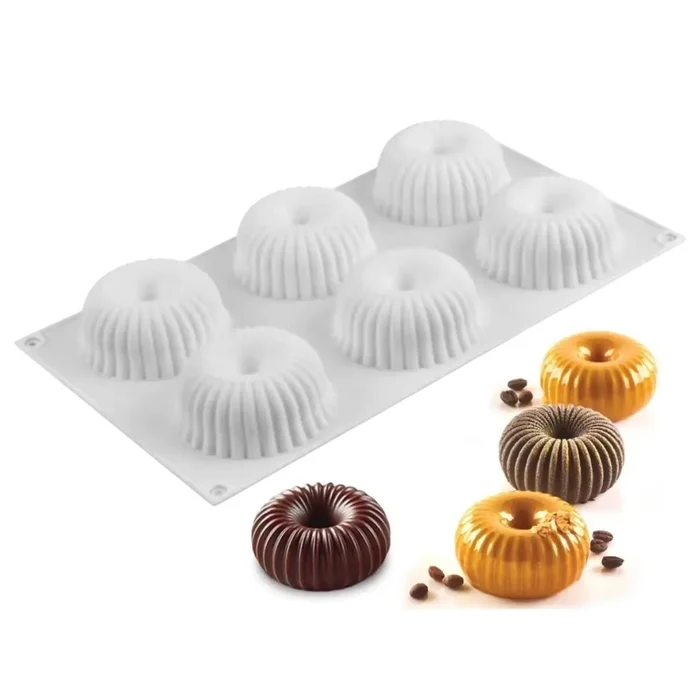 Forma de Mono Porção e Entremet em Silicone Donut Frisada (90ml) - Brothers (1)