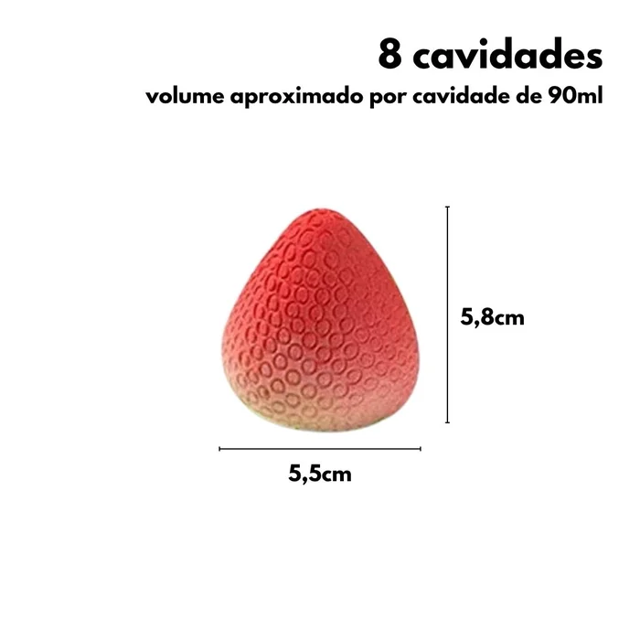 Forma de Mono Porção e Entremet em Silicone Morango (90ml) - Brothers (2)