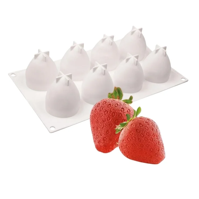 Forma de Mono Porção e Entremet em Silicone Morango (90ml) - Brothers (1)