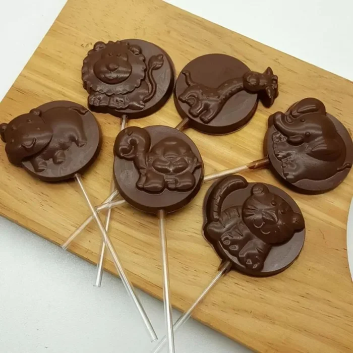 Forma de Chocolate Pirulito Animais da Selva (10 uni) em Acetato - BWB (7)