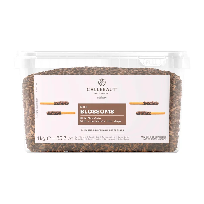 Chocolate Raspas Blossoms ao Leite Callebaut Embalagem