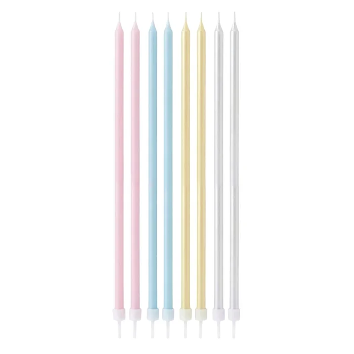 Vela Palito Grande Candy Color Metalizada 18cm (8uni) - Silver Chef