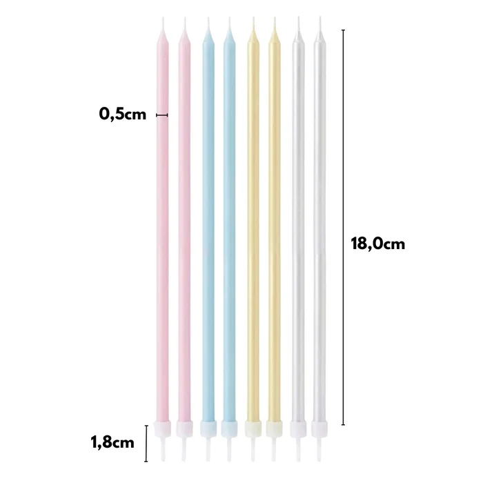 Vela Palito Grande Candy Color Metalizada 18cm (8uni) - Silver Chef (2)