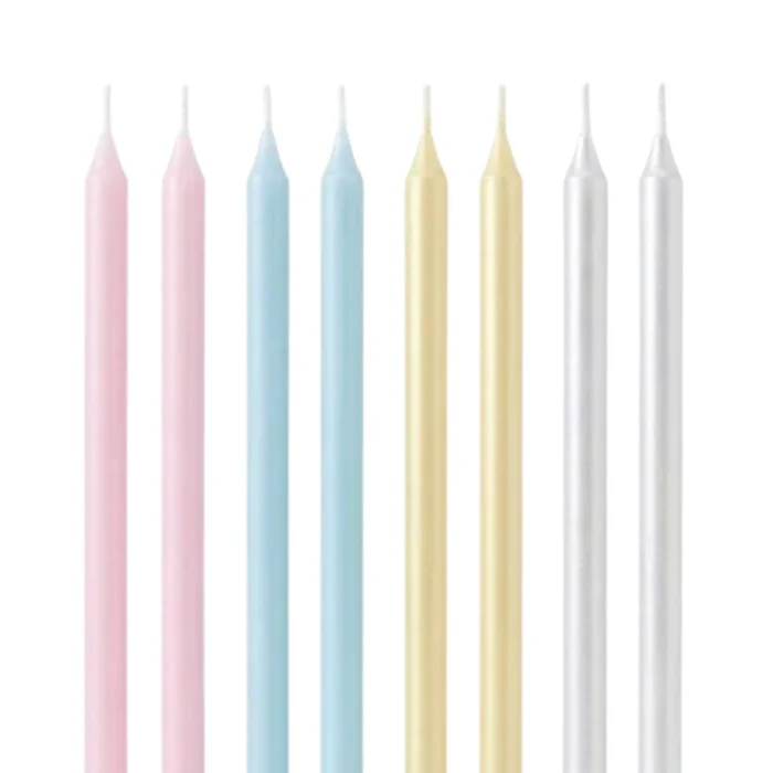 Vela Palito Grande Candy Color Metalizada 18cm (8uni) - Silver Chef (3)