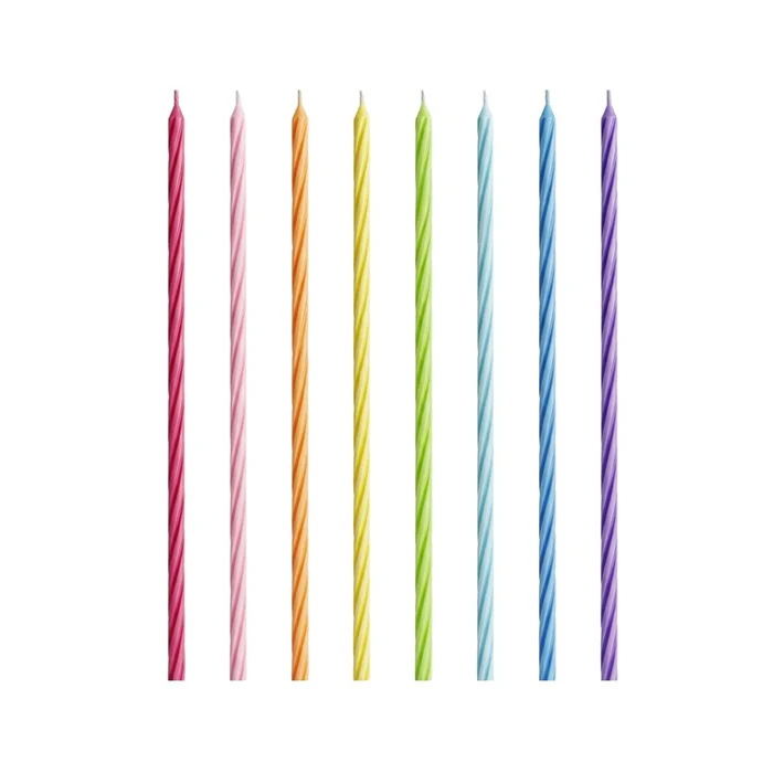 Vela Palitinho Grande Listrada Colorida 14cm (8uni) - Silver Festas