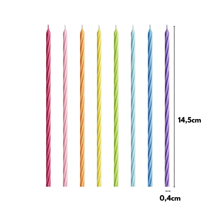 Vela Palitinho Grande Listrada Colorida 14cm (8uni) - Silver Festas (2)