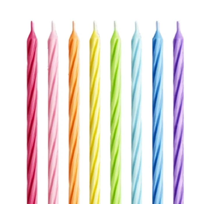 Vela Palitinho Grande Listrada Colorida 14cm (8uni) - Silver Festas (3)
