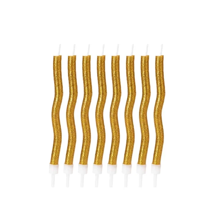 Vela Palito Espiral Glitter Dourada 8cm (8uni) - Silver Chef