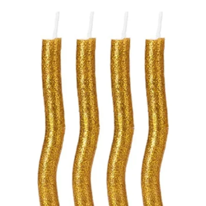 Vela Palito Espiral Glitter Dourada 8cm (8uni) - Silver Chef (2)