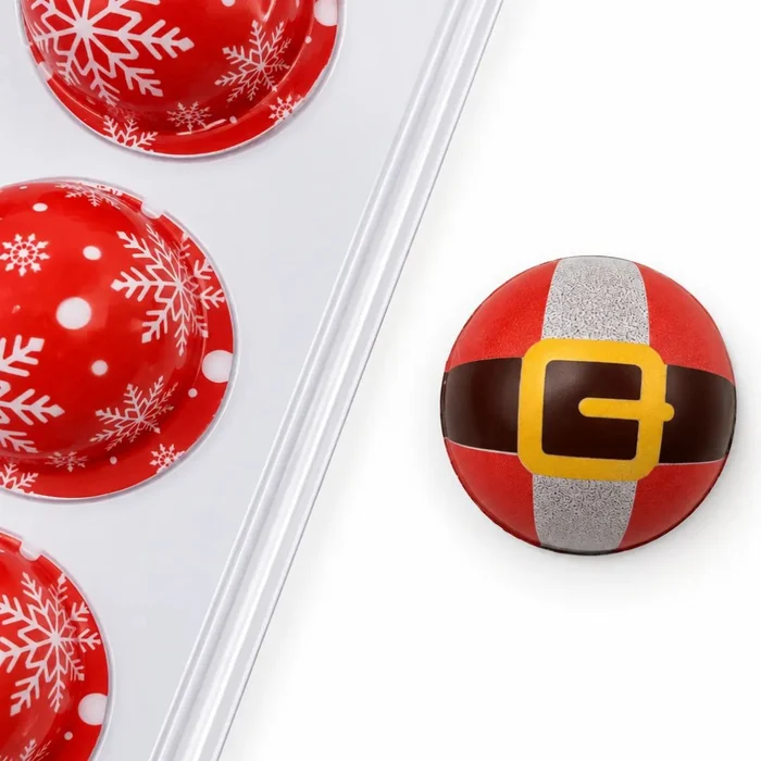 Forma Decorativa Blister Bola de Natal de Chocolate 4cm - Papai Noel e Floco de Neve (12 cav) - Stalden (2)