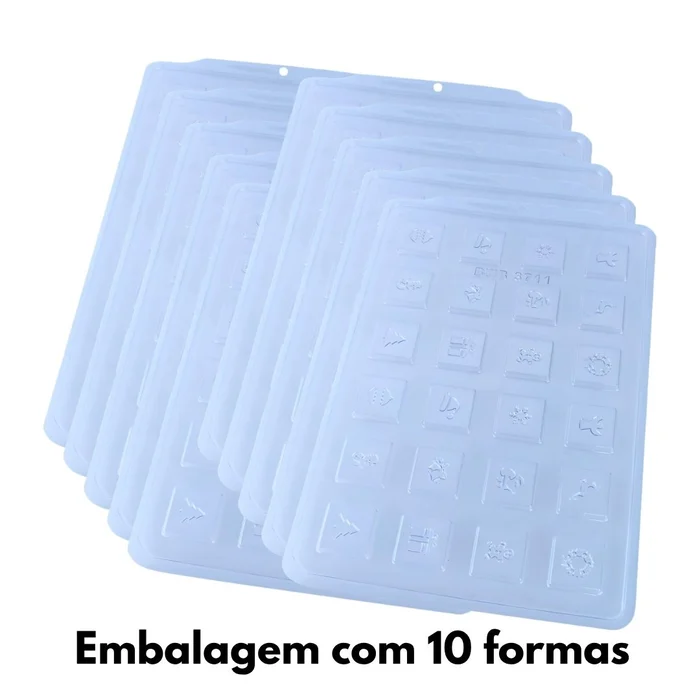 Forma de Chocolate Pastilha:Tablete Quadrado Natal 6g (10 uni) em Acetato - BWB (3)