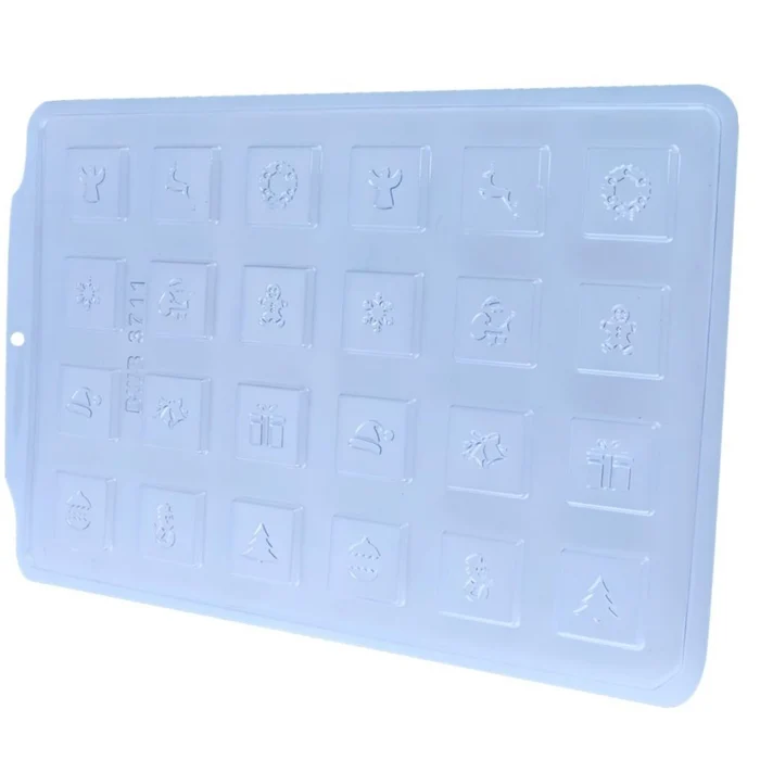 Forma de Chocolate Pastilha:Tablete Quadrado Natal 6g (10 uni) em Acetato - BWB (4)
