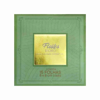 Folha Dourada Comestível D'Oro 8cm (15uni) - Flakes Mec3