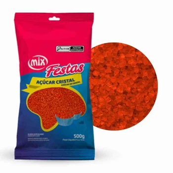 Açúcar Cristal Colorido Vermelho (500g) - Mix