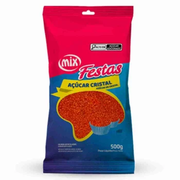 Açúcar Cristal Colorido Vermelho (500g) - Mix (4)