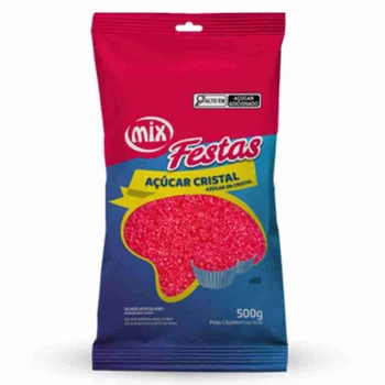 Açúcar Cristal Colorido Rosa (500g) - Mix (4)