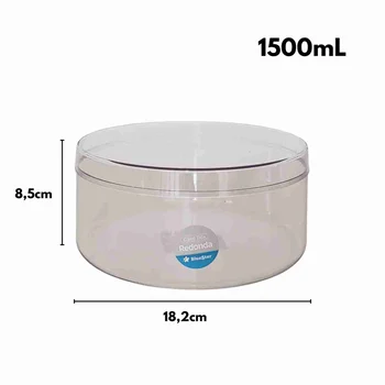 Cake Box Cristal Redonda com Tampa (1,5L) - BlueStar (2)