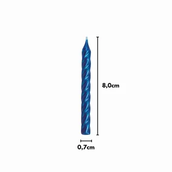 Vela Espiral Metalizada Azul 8cm (8uni) - Silver Festas (3)