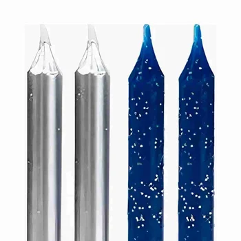 Vela Palito Glitter Azul e Prateado 8cm (8uni) - Silver Festas (2)