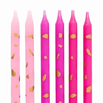 Vela Palitinho Rosa e Dourado 14cm (6uni) - Silver Festas (2)