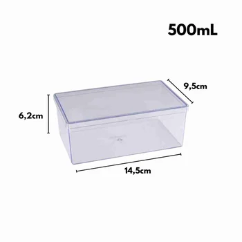 Cake Box Cristal Retangular com Tampa (500ml) - BlueStar (2)