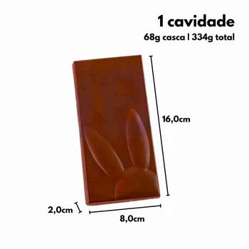 Forma de Chocolate Páscoa Acetato com Silicone Tablete/Barra Coelho (334g) - BWB (5)