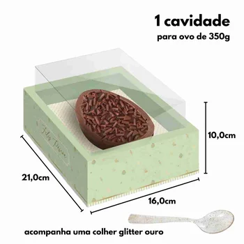 Caixa Moldura Ovo de Colher Quinn Verde 350g (6uni) - Cromus