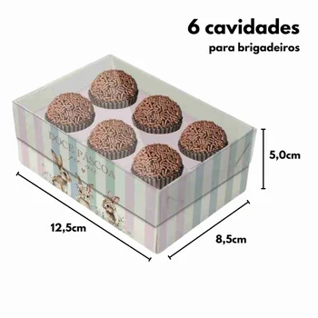 Caixa com Tampa de Acetato para 6 Brigadeiros e Bombons Doce Páscoa (8uni) - Cromus (2)