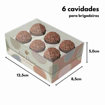 Caixa com Tampa de Acetato para 6 Brigadeiros e Bombons Tonal (8uni) - Cromus (2)