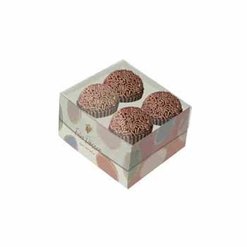 Caixa com Tampa Acetato para 4 Brigadeiros e Bombons Tonal (8uni) - Cromus