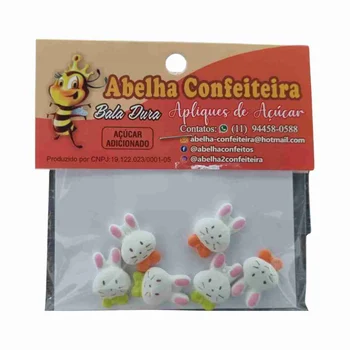 Enfeite de Páscoa em Açúcar Coelho Gravata (6uni) - Abelha Confeiteira (4)