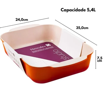 Assadeira em Alumínio Fundido Antiaderente Laranja (35cm) - Hercules (2)