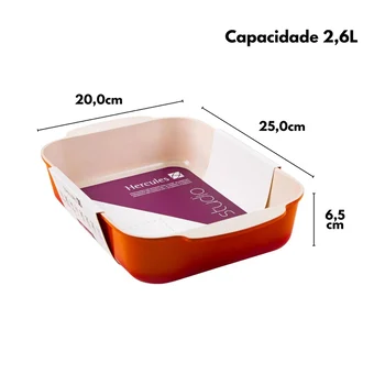 Assadeira em Alumínio Fundido Antiaderente Laranja (25cm) - Hercules (2)