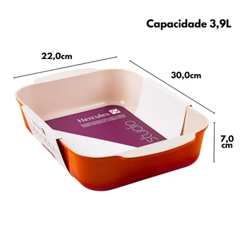 Assadeira em Alumínio Fundido Antiaderente Laranja (30cm) - Hercules (2)