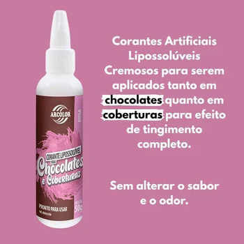 Corante Lipossolúvel para Chocolates e Coberturas Rosa (50g) - Arcolor (2)