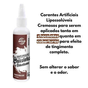 Corante Lipossolúvel para Chocolates e Coberturas Branco (50g) - Arcolor (2)