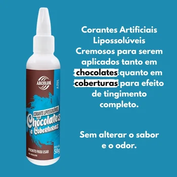 Corante Lipossolúvel para Chocolates e Coberturas Azul (50g) - Arcolor (2)