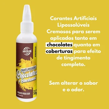 Corante Lipossolúvel para Chocolates e Coberturas Amarelo (50g) - Arcolor (2)