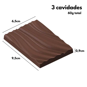 Forma de Chocolate em Policarbonato Tablete/Barra Flow (60g) - Gramado Injetados (10)