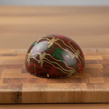Forma Decorativa Blister Bola de Natal de Chocolate 7cm - Laços e Mosaico 8 cav - Stalden B